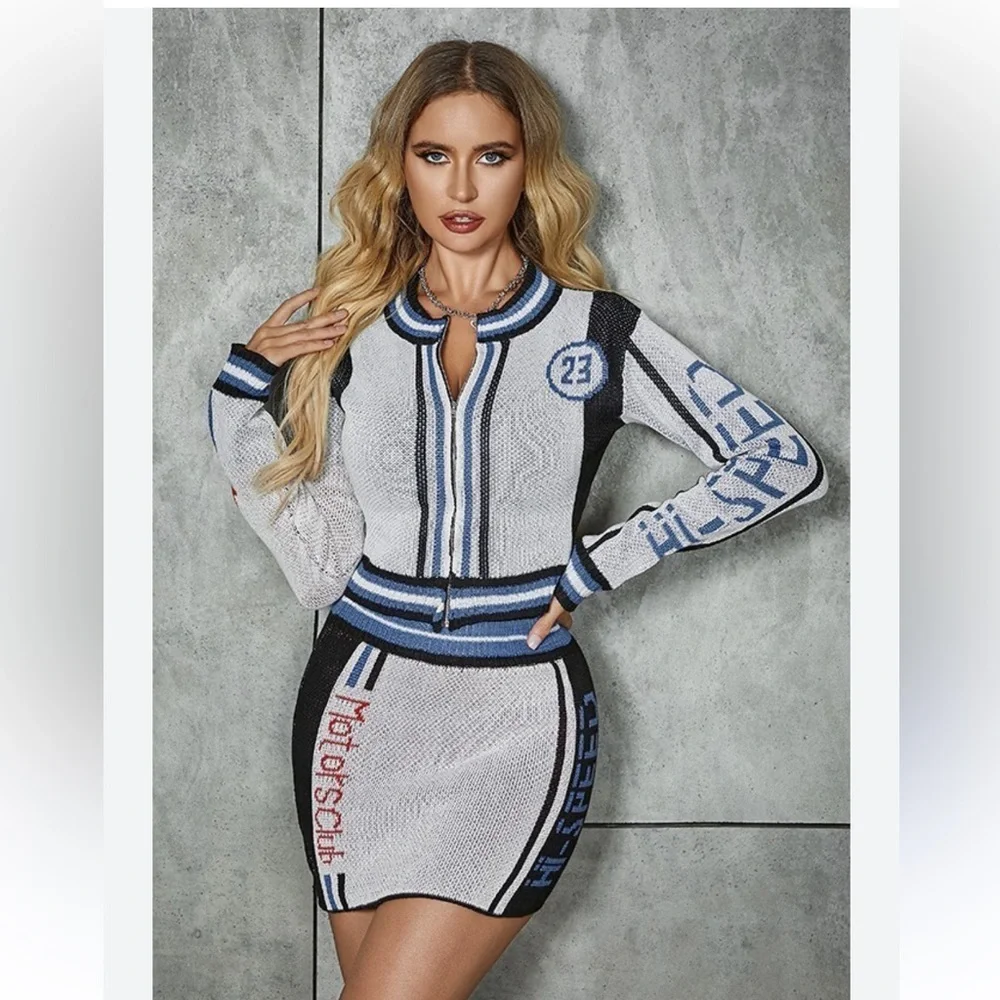 Hi Speed Sweater‎ Skirt Set size (L) Blue/combo